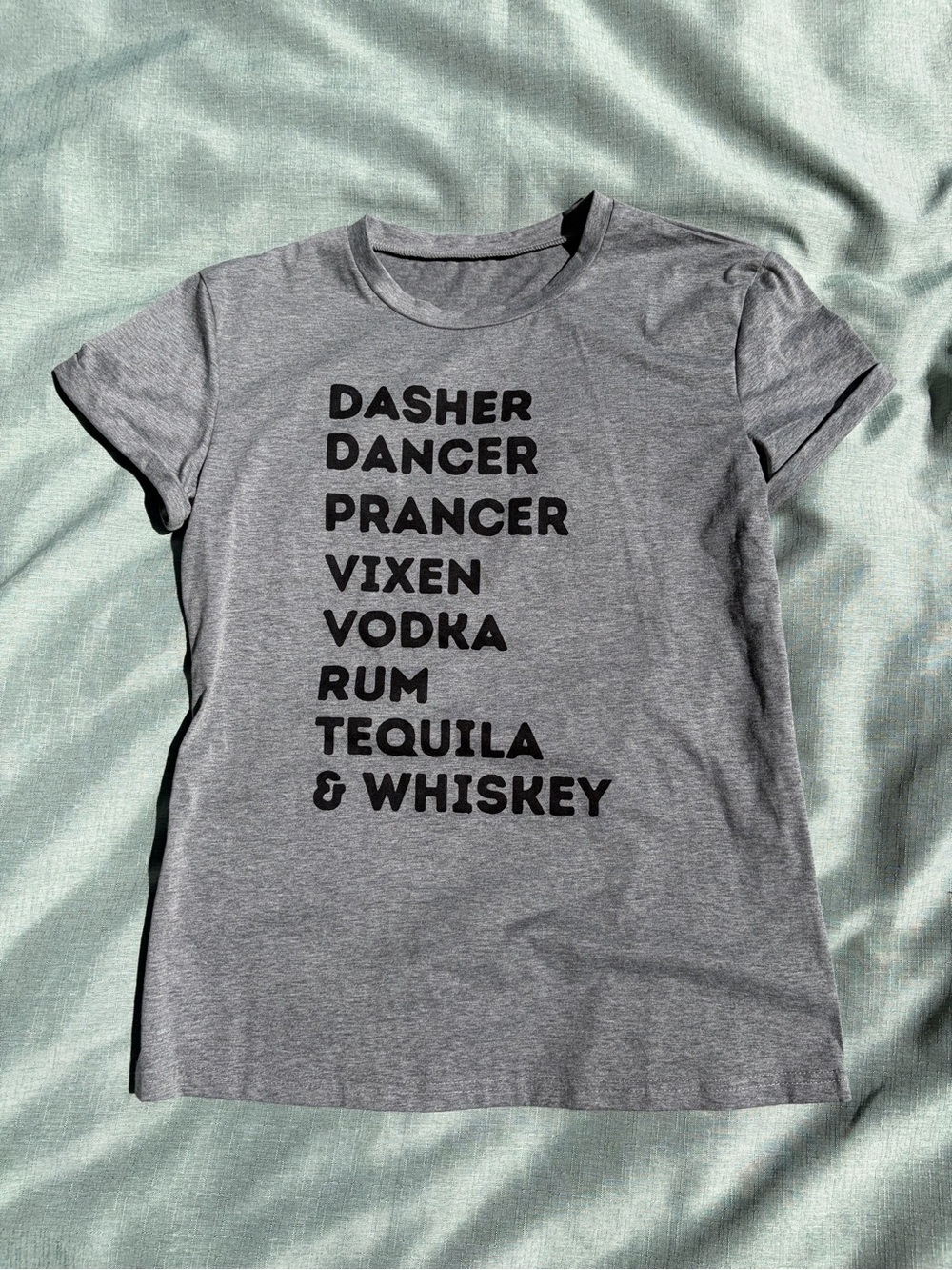 Women’s Gray Graphic Short Sleeve Tee - Holiday Laugh!